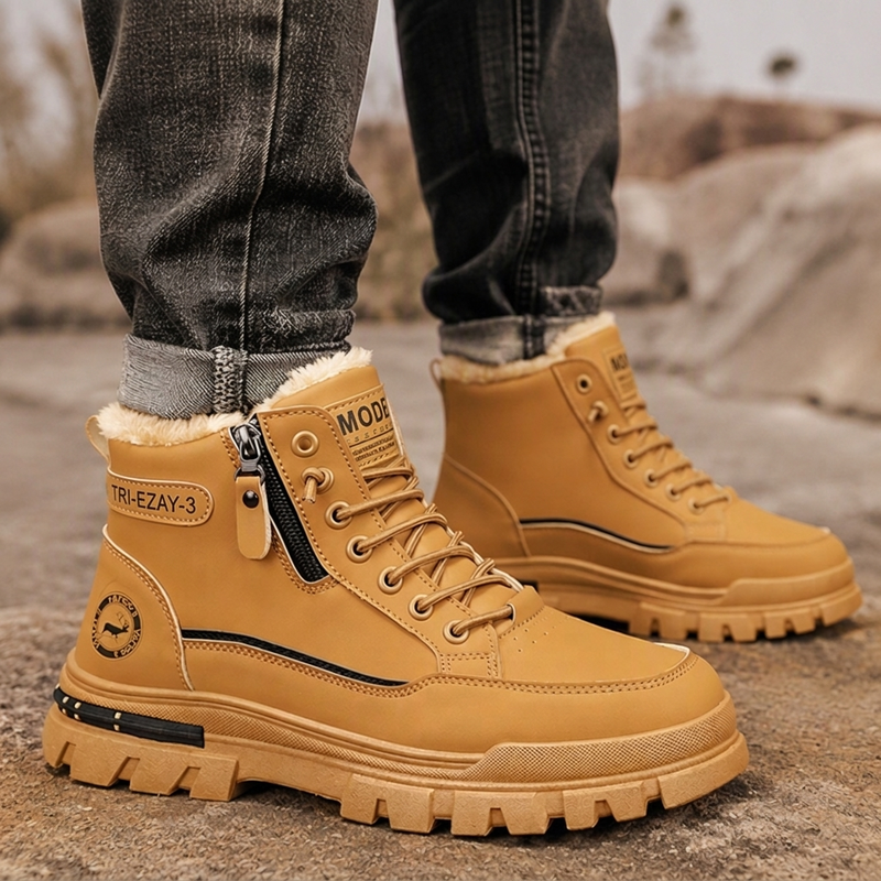 Bottes d'hiver antidérapantes et doublures chaudes pour hommes