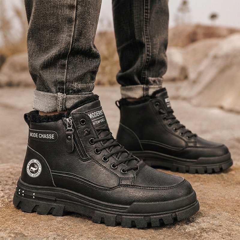 Bottes d'hiver antidérapantes et doublures chaudes pour hommes