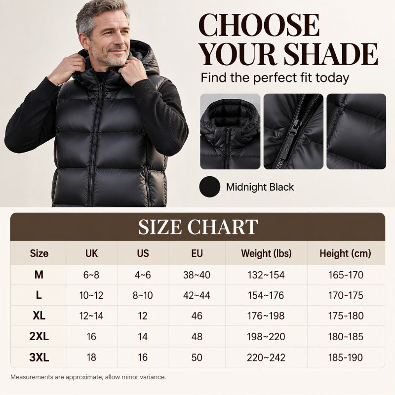 Gilet thermique léger à capuche pour homme