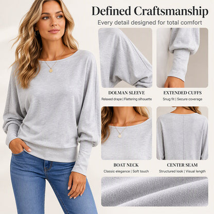 Pull décontracté à manches chauve-souris pour femme
