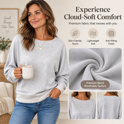 Pull décontracté à manches chauve-souris pour femme