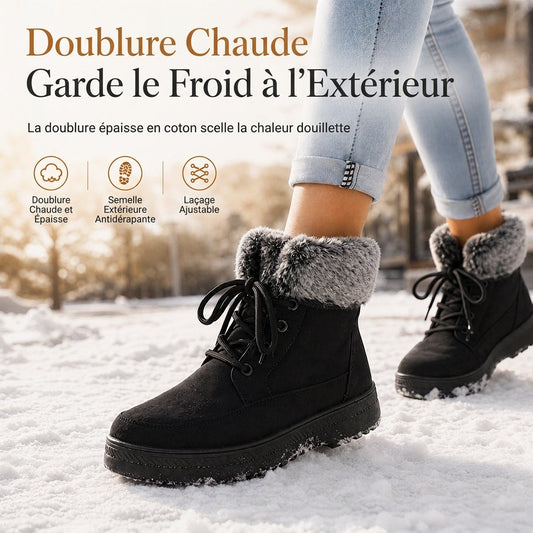 Bottes de neige hautes d'hiver pour femme, doublure épaissie, bottes chaudes pour temps froid