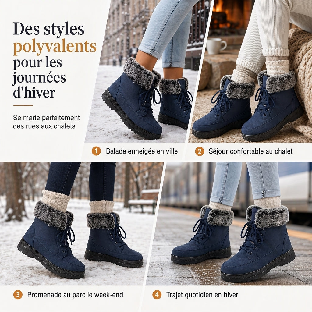 Bottes de neige hautes d'hiver pour femme, doublure épaissie, bottes chaudes pour temps froid