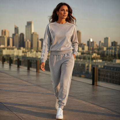 Ensemble 2 pièces femme : sweat à bordure contrastée et jogging