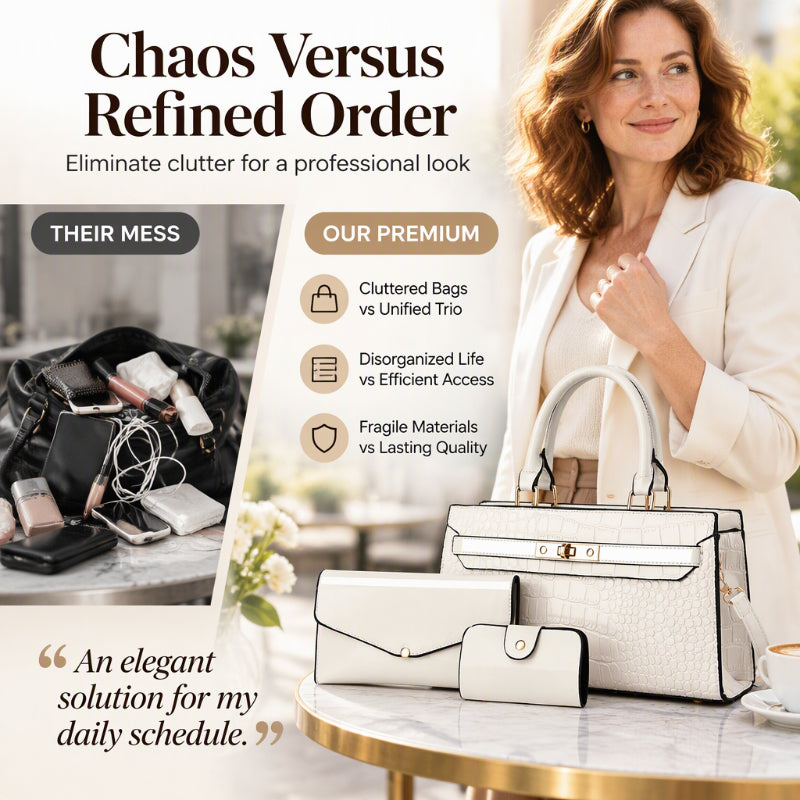 Ensemble de 3 sacs à main pour femme à motif reptile
