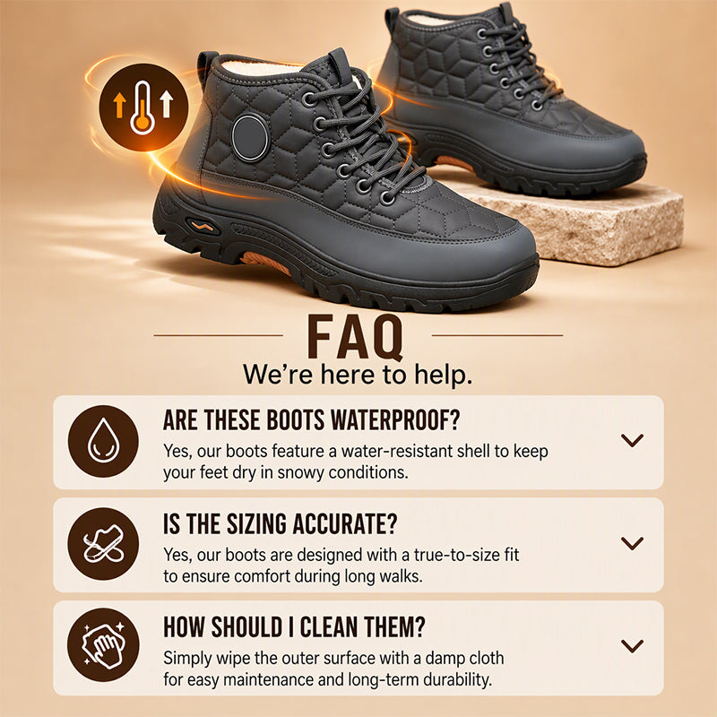 Bottes de neige chaudes pour hommes à doublure pelucheuse
