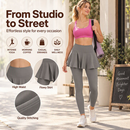 Legging taille haute pour femme avec jupe