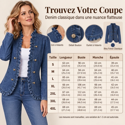 Veste en jean chic à volants pour femme