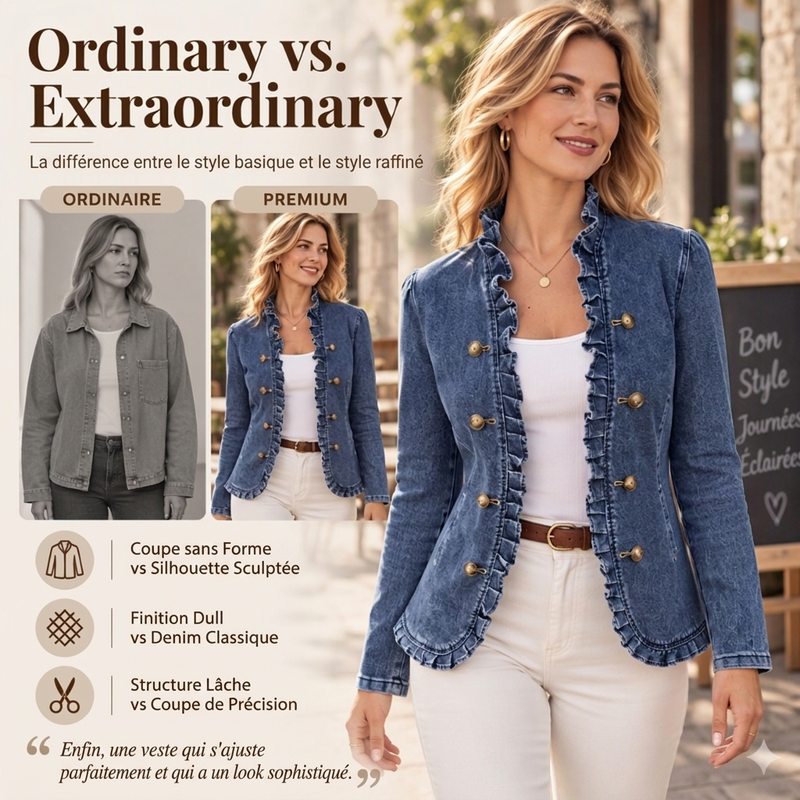 Veste en jean chic à volants pour femme