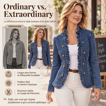 Veste en jean chic à volants pour femme