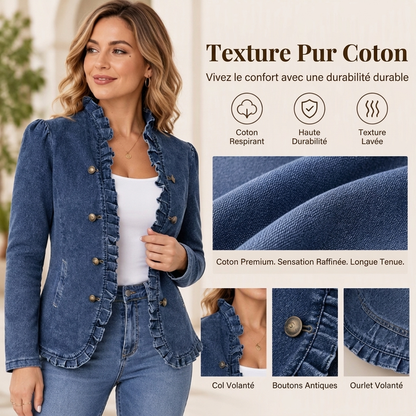 Veste en jean chic à volants pour femme