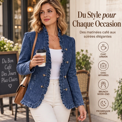Veste en jean chic à volants pour femme