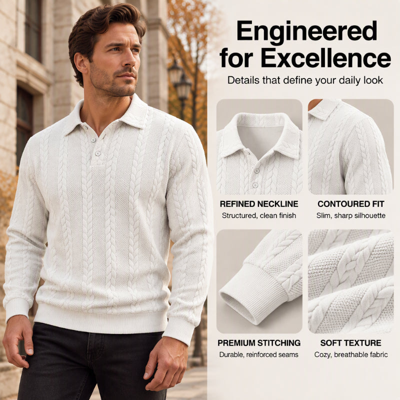 Haut Homme Décontracté à Texture Cable Jacquard