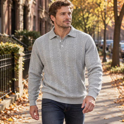 Haut Homme Décontracté à Texture Cable Jacquard