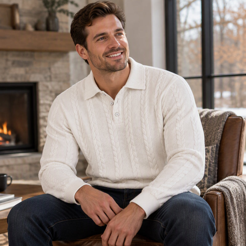 Haut Homme Décontracté à Texture Cable Jacquard