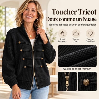 💖Soldes ! Prix cassés💖Veste Femme Casual en Maille Côtelée à Fermeture éclair