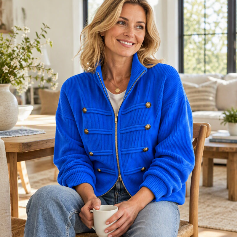 💖Soldes ! Prix cassés💖Veste Femme Casual en Maille Côtelée à Fermeture éclair