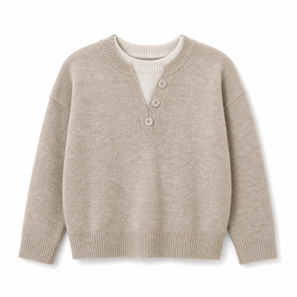 Ensemble décontracté en maille à col en V avec boutons décoratifs