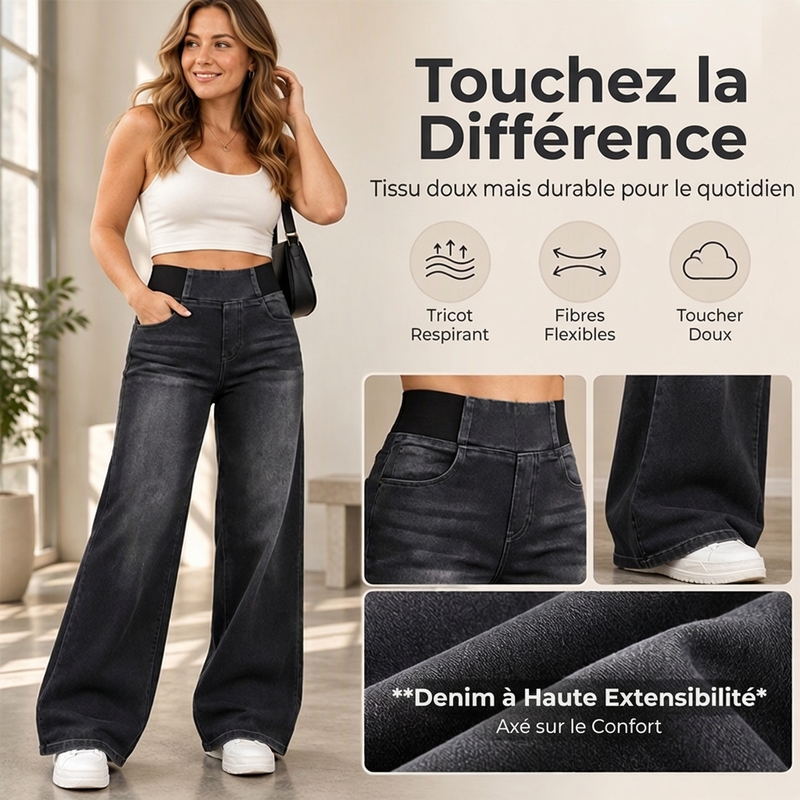 Jean décontracté évasé extensible pour femme