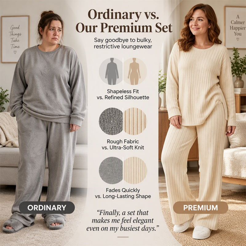 💖Soldes ! Prix cassés💖Ensemble haut côtelé fendu et pantalon pour femme