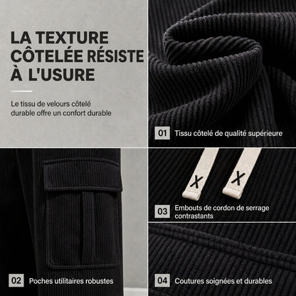 Pantalon cargo en velours côtelé coupe décontractée pour homme