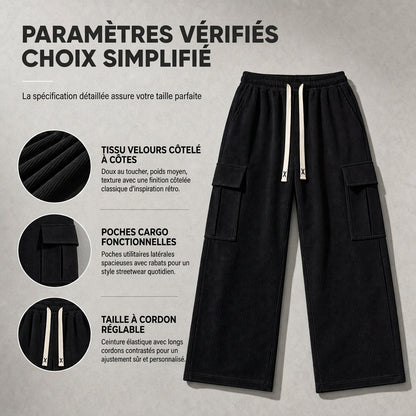 Pantalon cargo en velours côtelé coupe décontractée pour homme
