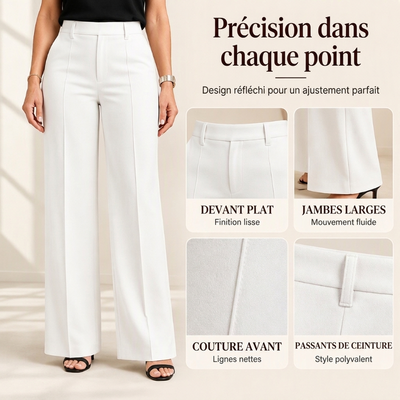 💖Soldes ! Prix cassés💖Pantalon de ville à taille haute et jambe large pour femme