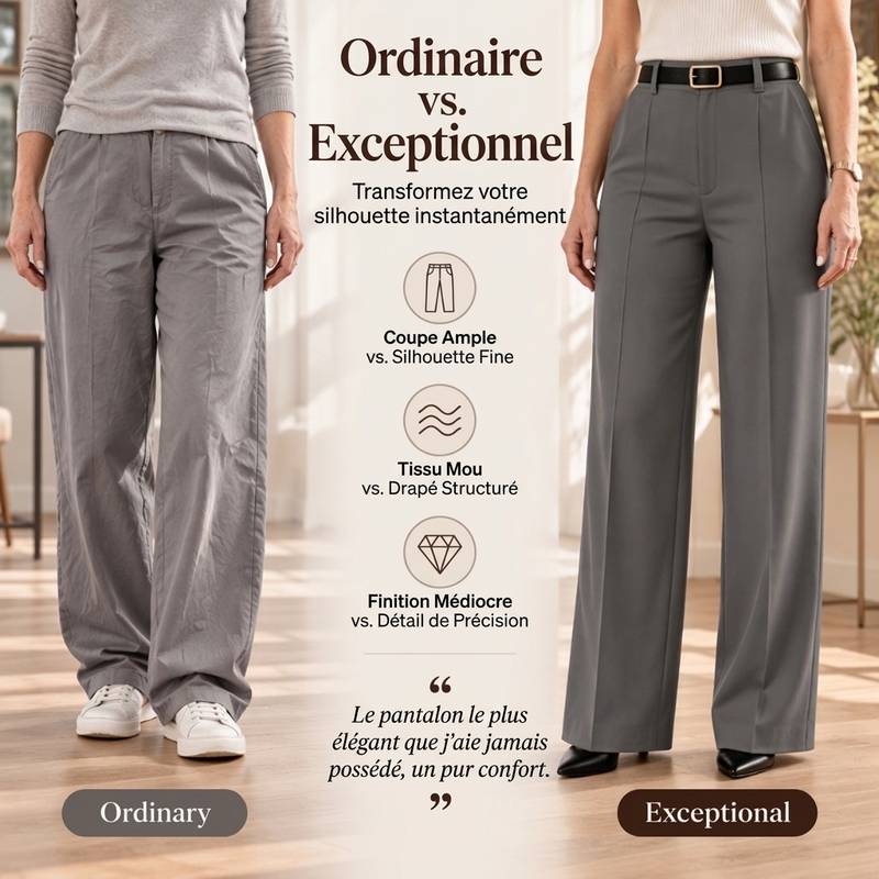 💖Soldes ! Prix cassés💖Pantalon de ville à taille haute et jambe large pour femme