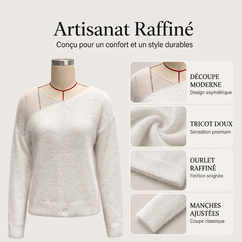 Chandail en fausse fourrure de vison pour femme avec patchwork en maille