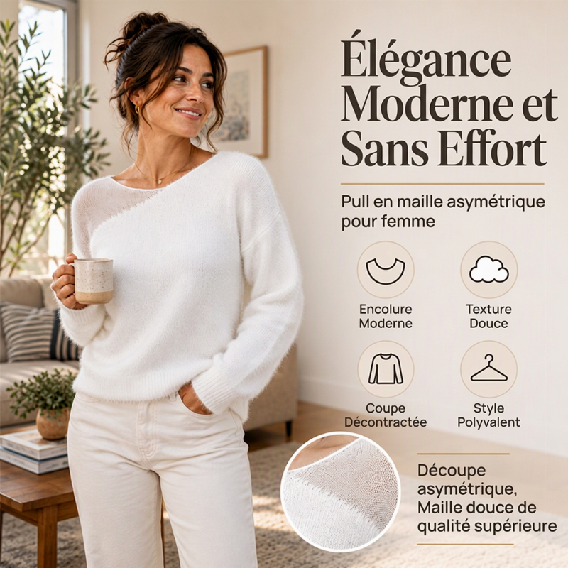 Chandail en fausse fourrure de vison pour femme avec patchwork en maille