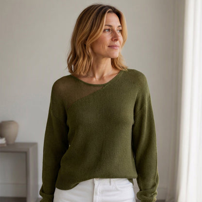 Chandail en fausse fourrure de vison pour femme avec patchwork en maille