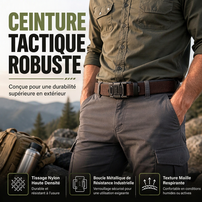 Ceinture tactique tressée robuste pour l'extérieur avec boucle métallique