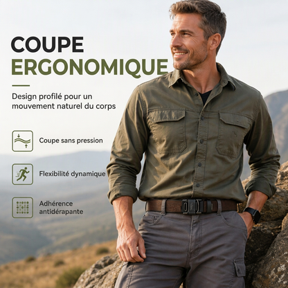 Ceinture tactique tressée robuste pour l'extérieur avec boucle métallique