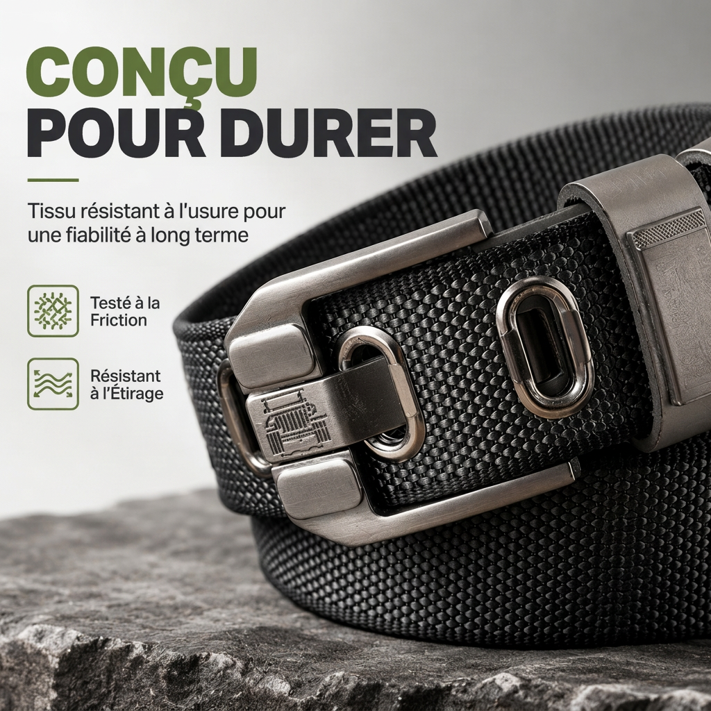 Ceinture tactique tressée robuste pour l'extérieur avec boucle métallique