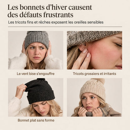 Bonnet d'hiver en fausse fourrure de vison pelucheuse pour femme avec oreilles d'ourson mignonnes - Bonnet chaud pour temps froid