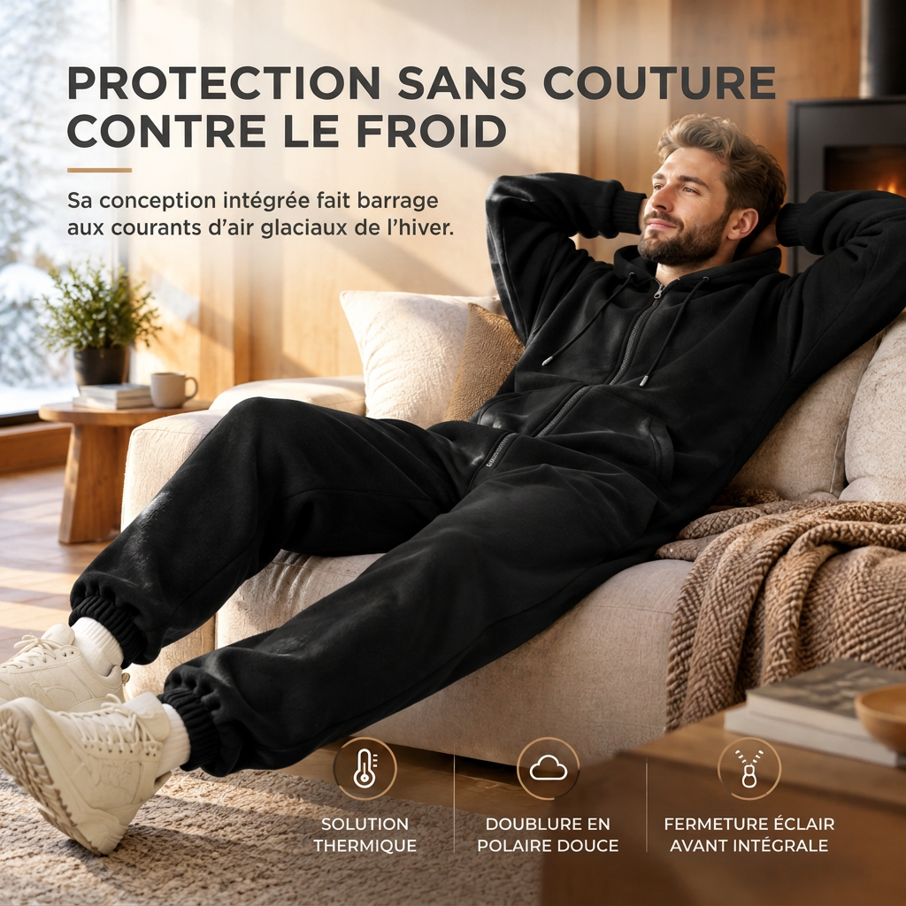 Ensemble de survêtement d'hiver pour homme avec sweat à capuche zippé intégral et pantalon de jogging