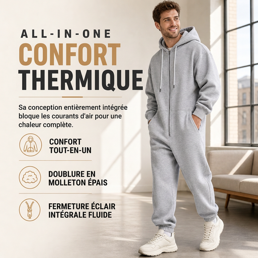 Ensemble de survêtement d'hiver pour homme avec sweat à capuche zippé intégral et pantalon de jogging