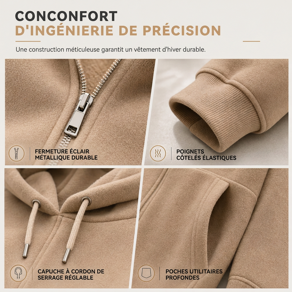 Ensemble de survêtement d'hiver pour homme avec sweat à capuche zippé intégral et pantalon de jogging