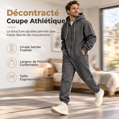 Ensemble de survêtement d'hiver pour homme avec sweat à capuche zippé intégral et pantalon de jogging