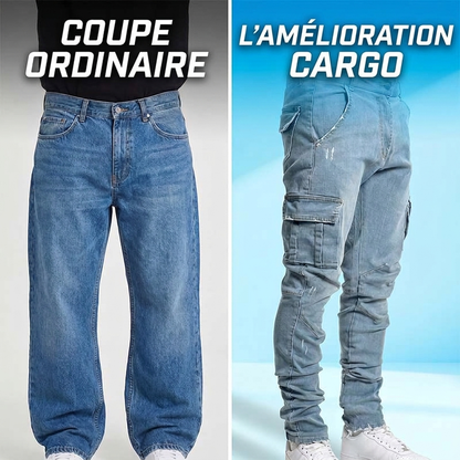 Pantalons cargo en denim ajustés