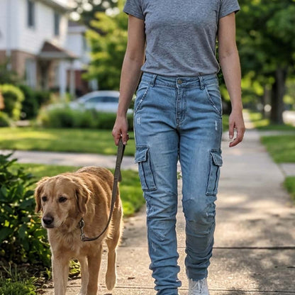 Pantalons cargo en denim ajustés