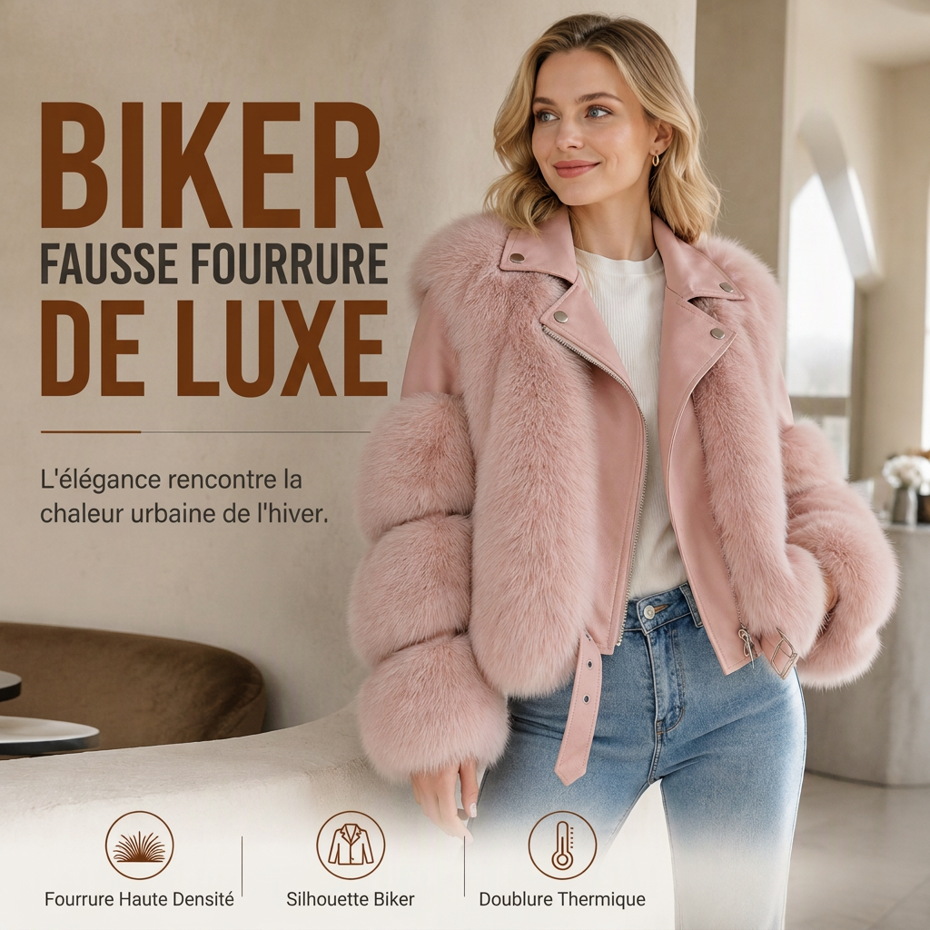 Manteau d'hiver court en fausse fourrure pour femme