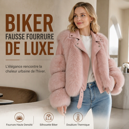 Manteau d'hiver court en fausse fourrure pour femme