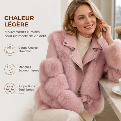 Manteau d'hiver court en fausse fourrure pour femme