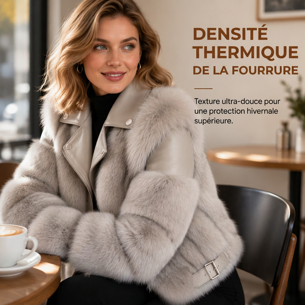 Manteau d'hiver court en fausse fourrure pour femme