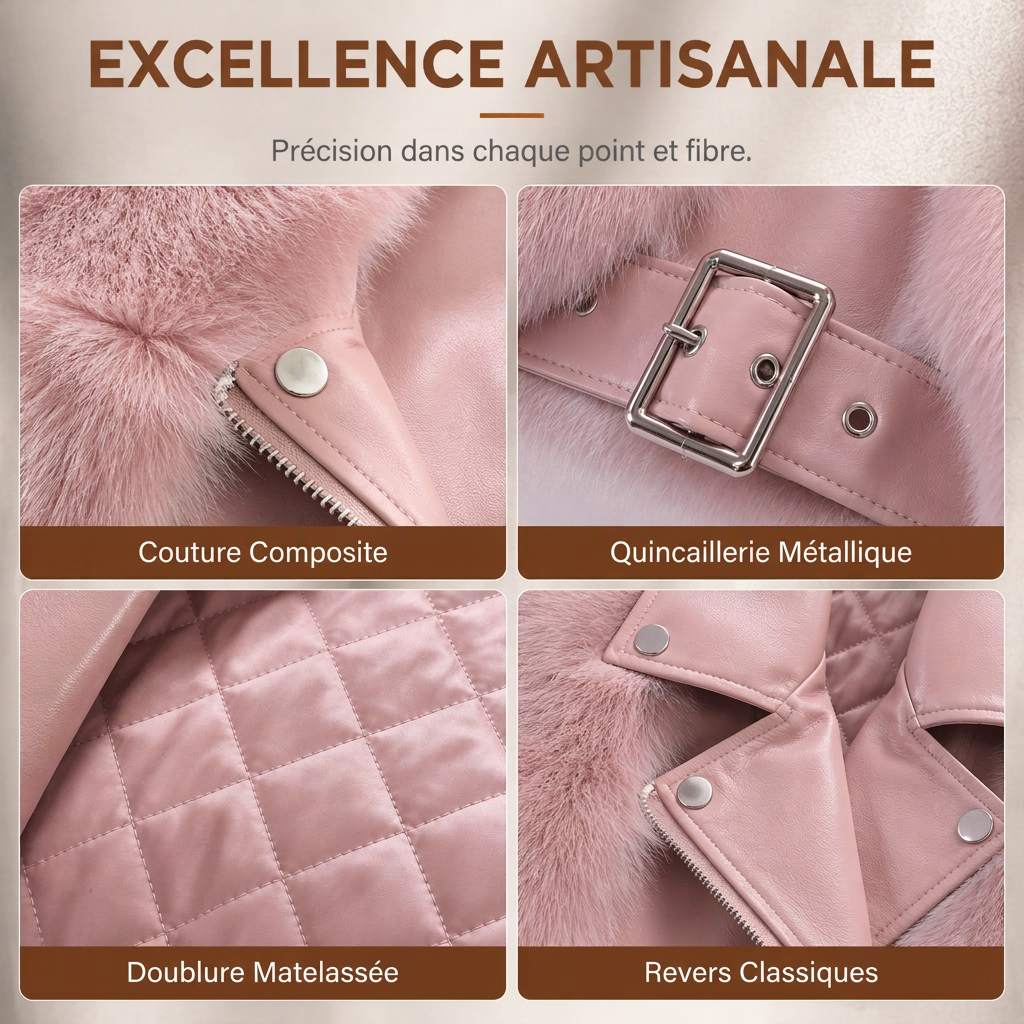 Manteau d'hiver court en fausse fourrure pour femme