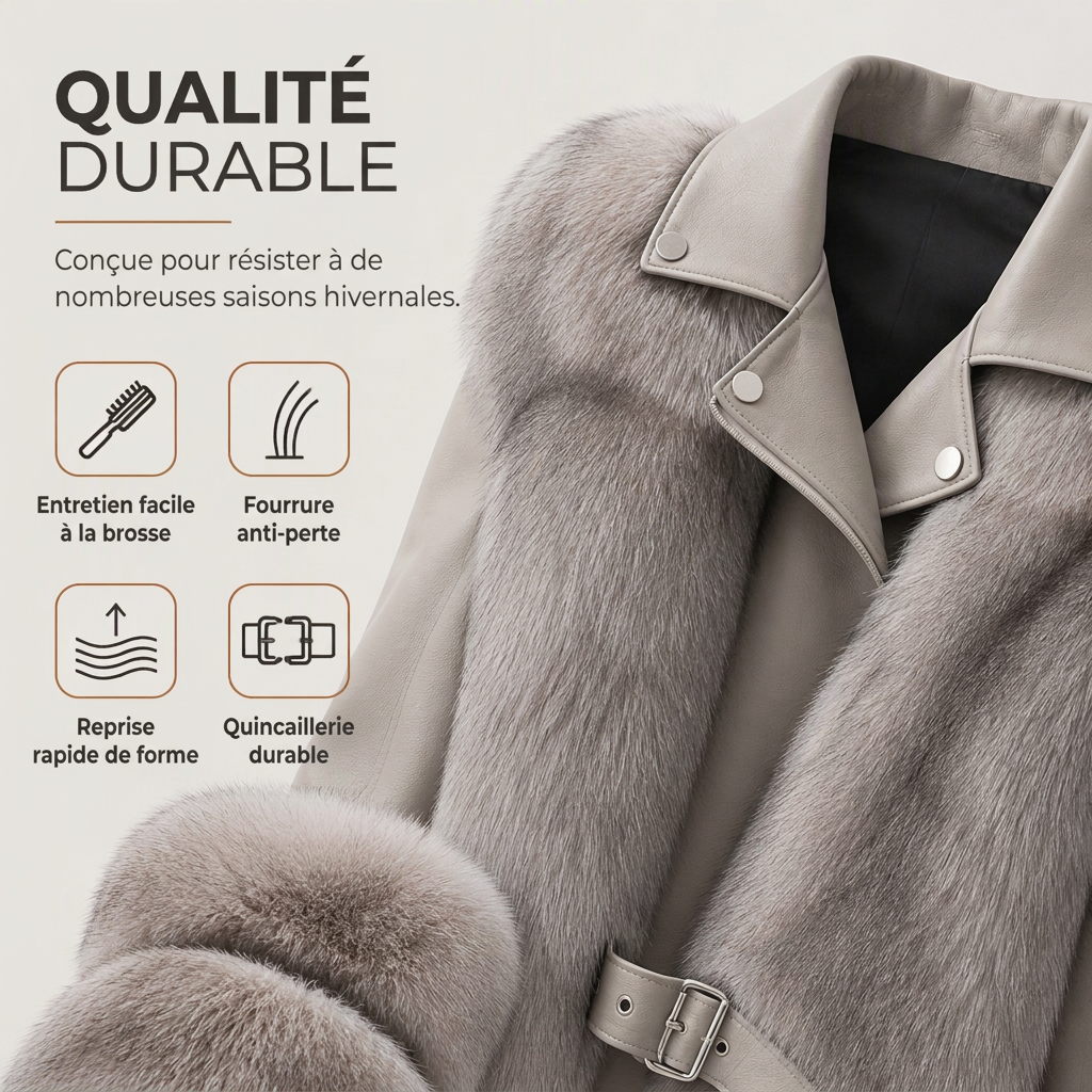 Manteau d'hiver court en fausse fourrure pour femme