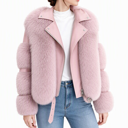 Manteau d'hiver court en fausse fourrure pour femme