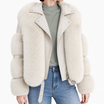 Manteau d'hiver court en fausse fourrure pour femme