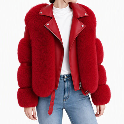 Manteau d'hiver court en fausse fourrure pour femme